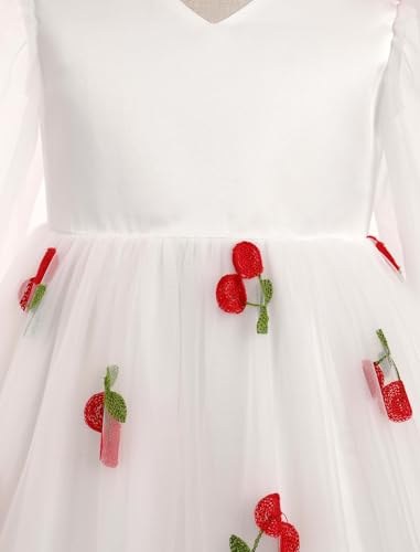 Vestido de fiesta de boda para niñas con volantes de tul y manga larga IMEKIS 4