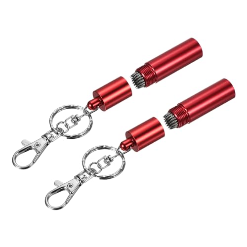 M METERXITY 2 Pack Snooker Billiard Pool Cue Tip Tool - Aluminum Alloy Cue Stick Repair Tool with Keychain, Multifunction, Apply for Snooker Men Women (14mm, Red)
