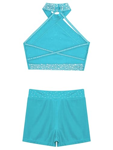 Hansber Kids Girls Dance Outfits Crop Top with Athletic Shorts Active Set for Gymnastics Yoga Dancing Tracksuit4