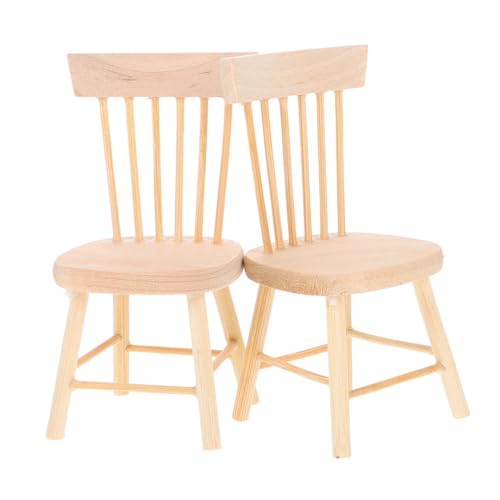 OATIPHO Miniature Chairs 2 Pcs Small Wooden Dollhouse Furniture 3.22In