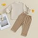 Yassiglia Baby Jungen Sommer Herbst Kleidung Set Baumwolle-Leinen Outfit Musselin Bekleidungssets für Kleinkinder Kurzarm Shirt und Lange Hose (Khaki, 120)