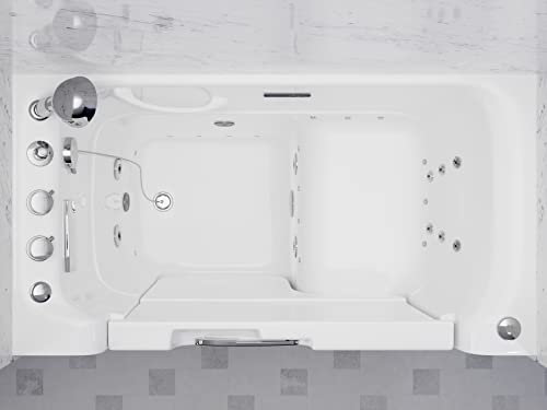 ANZZI Walk In Tub for Seniors 29"x53" Left Drain ADA Wheelchair Accessible - 30 Therapeutic Jets, Quick Fill Faucet, Aromatherapy, Chromatherapy - Compact Design | 2953WCLWD