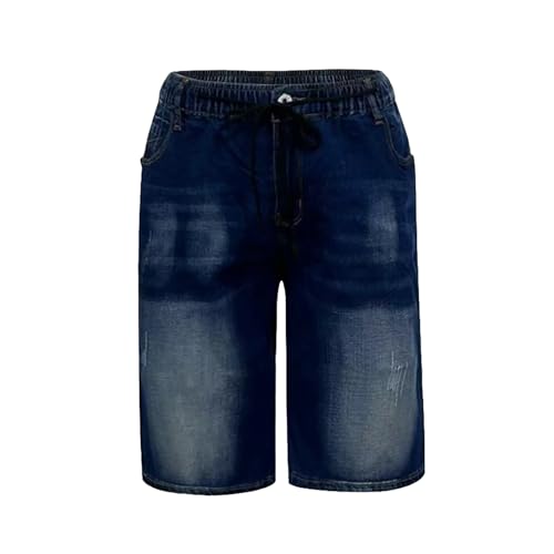 Short en jean baggy décontracté pour homme en denim délavé avec poches
