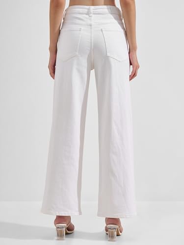 Image of Tokyo Talkies Women's Mid Rise Straight fit Wide Leg Trousers|Work Wear|Side Pockets