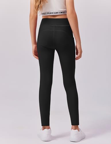 Arshiner Mädchen Sportleggings Schwarz Leggings Winter Dünn Fleece Thermo-Leggings Kinder Jogginghose Ski Turnhose Trainingshose 150/11-12 Jahre