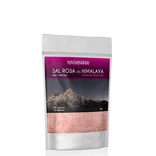 NATURSEED - Sal Rosa del Himalaya Fina -1kg - 100% natural - Sin refinar - Para cocinar - Para hacer exfoliantes Caseros - Para baños desintoxificantes - No contaminada Como La Sal Marina (1 KG) Cover