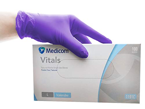 Disposable Nitrile Gloves, Inspection Gloves (L), Latex-Free, Powder-Free, Texture, Disposable Gloves (L, Purple)