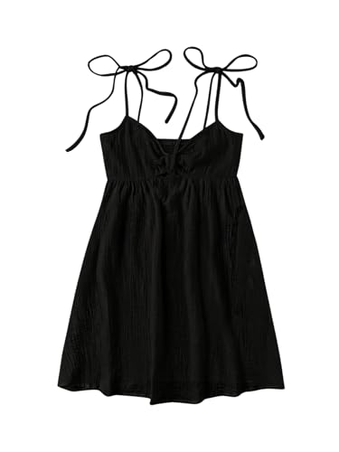 Image of SOLY HUX Women's Summer Cami Sun Dress A Line Tie Shoulder Y2k Cute Casual Short Mini Beach Babydoll Dresses