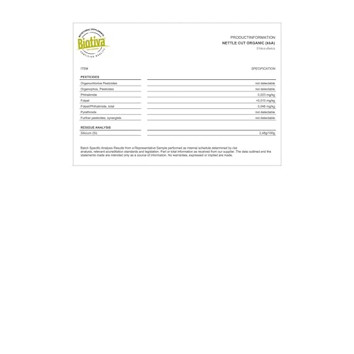 Biotiva Stinging Nettle Leaves organic tea 250g - Tea Organic 250g - loose leaves - 100% Organic Stinging Nettle Herbs - Packed and controlled in Germany (DE-ECO-005)