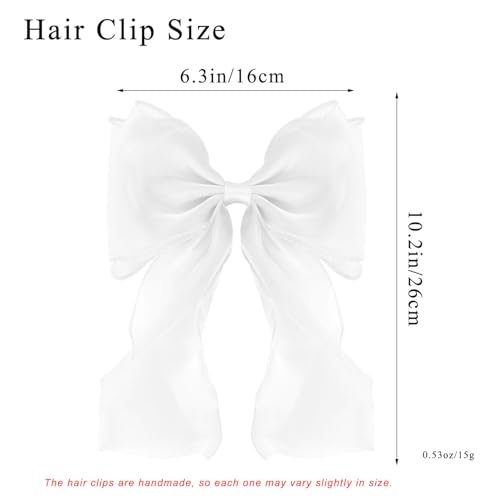 Pinza lazo grande para cabello mujer, blanca miniatura 2