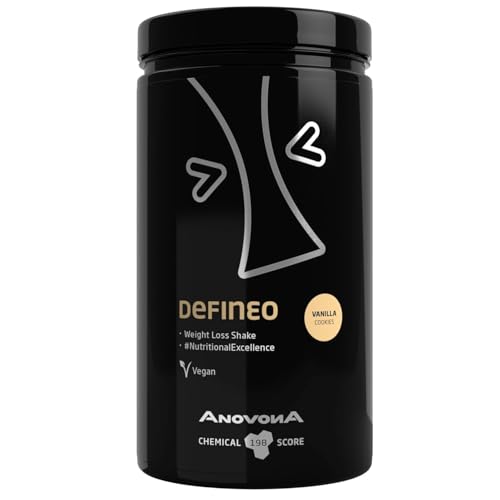 AnovonA defineo Proteinpulver: Effektiver Gewichtsverlust & Muskelaufbau mit sättigendem Mahlzeitenersatz – Reich an Vitaminen, Mineralstoffen & Glucomannan- Glutenfrei | Banana-Caramel, 560 g.