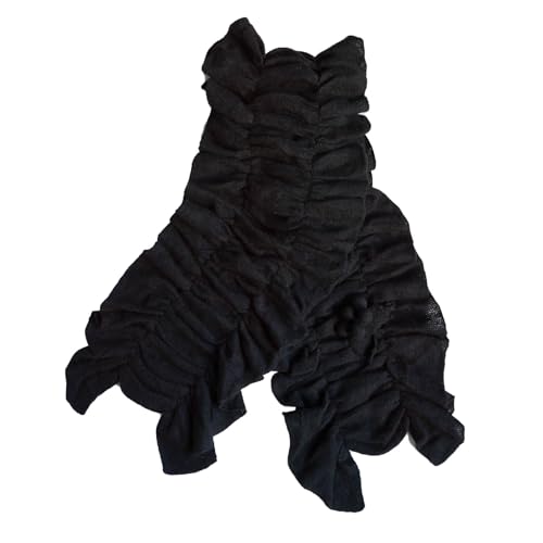 Ruched Wool/Angora Knit stretchable Cold Weather Fashion Scarf with stitched Flower Black