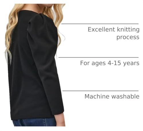 Image of blibean Tween Girls Puff Sleeve Shirts Stylish Fall Tops Size 4-15 Years Old