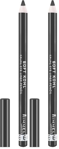Rimmel London Soft Khol Kajal Eyeliner Pencil Liners Tono 064 Stormy Grey, 1.2 gr (Paquete de 2)