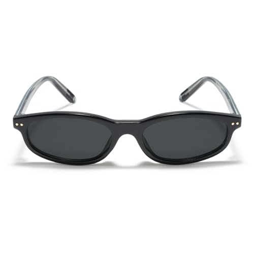 TIJN Vintage Cat Eye Sunglasses Women Retro Oval Frame UV400 Polarized Sun Glasses Lightweight Sunnies for Small Face(Black) 06. Black With Grey ( Cat Eye )