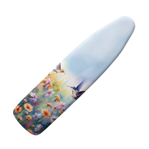 Youngerbaby Fashion Daisy Print Ironing Board Cover Heavy Duty Padded Hummingbirds Blue Iron Board Cover Extra Wide Table Top Ironing Board Covers with Elastic Edge