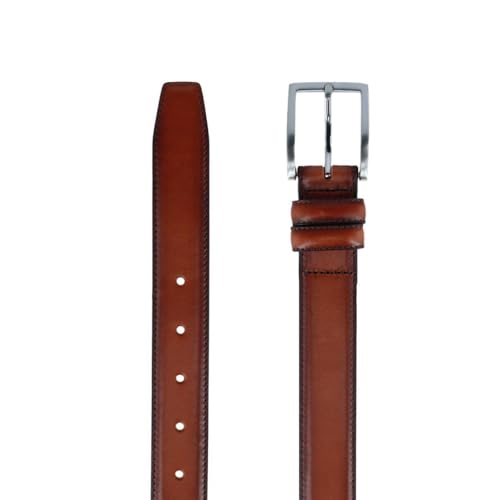 Trafalgar Men's Malik Burnished Feather Edged 32mm Leather Belt4