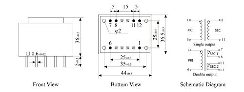 YHDC PCB Welding Isolation Transformer PE4117-M 5VA 220V/12V