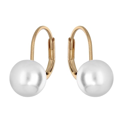 Boucles d'oreilles plaqué or dormeuse perle imitation 8mm blanche