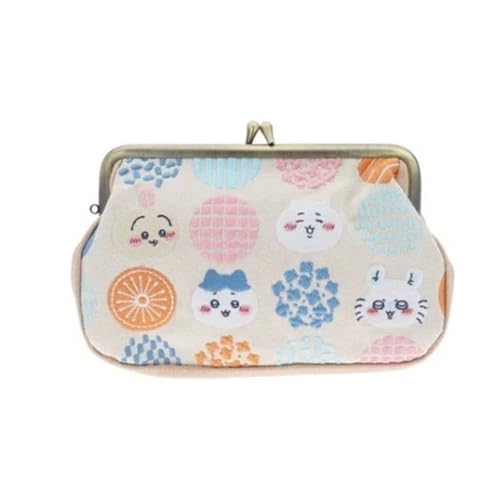 ちいかわ がま口財布 刺繍 がま口ミニポーチ 化粧ポーチ コスメポーチ マチ広 かわいい おしゃれ(ベージュ・L)