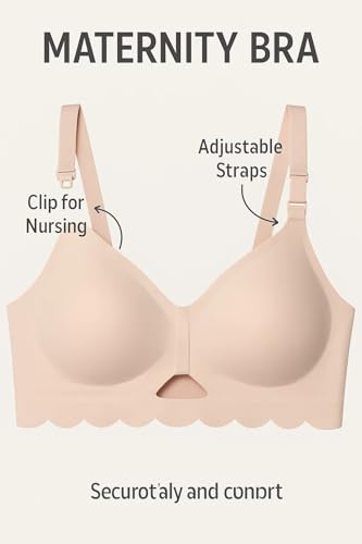 Image of ELEG & STILANCE Maternity Feeding Bra Padded Nursing Bra with Adjustable Straps Easy Baby Breastfeeding New Moms