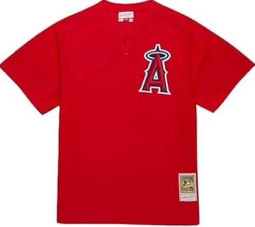 Mitchell & Ness Men's MLB Anaheim Angels Vladimir Guerrero #27 Authentic 2004 Cooperstown Batting Practice Jersey - Red (US, Alpha, Large, Regular, Regular, Red)