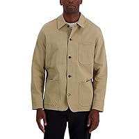 Haggar Men's Lightweight Casual All Season Layering Jackets and Shirt Jackets, Khaki, Large