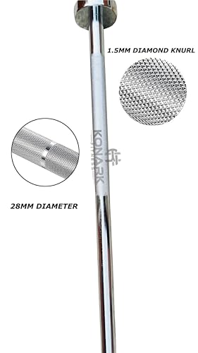 Image of Konark Fitness 7 Feet Olympic Barbell /Rod Heavy Weight Lifting Training Knurled Grip for Gym Workout (28 mm Internal Dia AND 50mm Outer Dia) with Two Springs Collar (7 Feet)