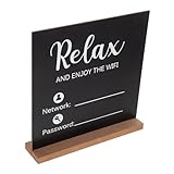 AUTSUPPL Señal Wifi de Madera Negra con Contraseña para Hotel y Cafetería Tabla de Exhibición Práctica para Invitados Fácil Actualización Diseño con Patrón Wifi