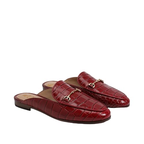 Image of Sam Edelman Women's Linnie Mules, Scarlet Cherry Croc Leather, 7 Medium (B,M)