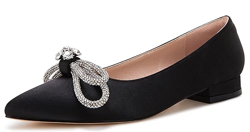 VETASTE Women's Ballet Flats Double Bow Pointed Toe Casual Comfortable Slip on Flat Ballerina Shoes - Main Image