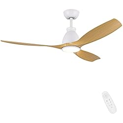 Ventilador Royalnec Newday Ventilador de Techo con Luz y Control Remoto Silencioso, 132cm Lampara Ventilador Techo Dormitorio, Ventilador de Techo Madera con LED Regulable Motor DC Para Vivir Room, Kitchen