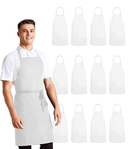 Avalon Kitchen Apron 12 Pack Bulk White Aprons Perfect Kitchen Cooking Apron Best Chef Apron For Man And Women Ideal For Bbq Painting And Restaurant #TOP11