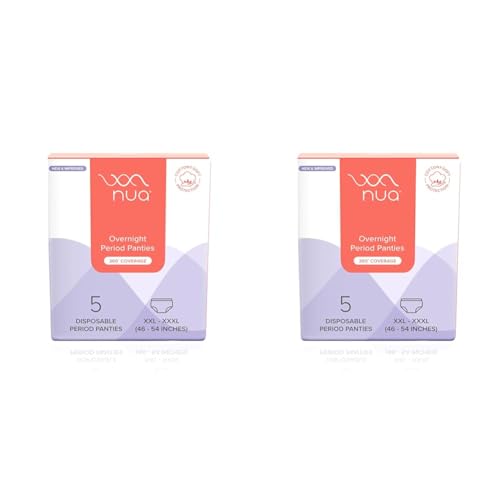 Image of Nua Overnight Disposable Period Panties | Pack of 10 | (XXL-XXXL) | Heavy Flow Absorbency | Leakproof Protection | Discreet & Secure | Breathable | No Rashes | No Discomfort White