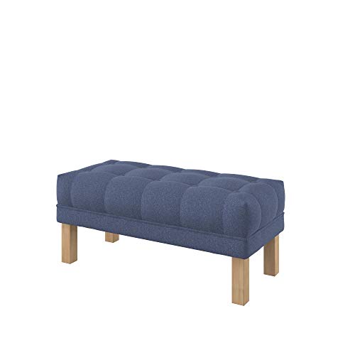 Furninero - Banco Tipo Ottoman tapizado capitoné con Botones, Patas cuadradas, 100 cm de Ancho, Nordic Denim Tela, Azul Cover