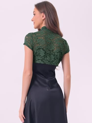 Image of Allegra K Women's Lace Cardigan Stand Collar Short Elegant Shrug Open Front Cropped Bolero Cardigan