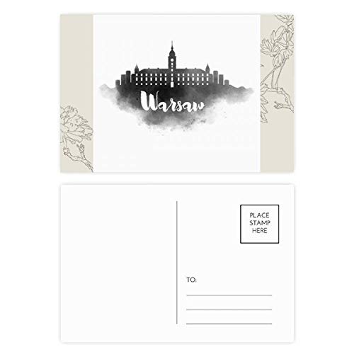 Carte postale de fleur Varsovie Pologne lot de 20 encre Ville 5,7 x 3,8 pouces souvenir voyage