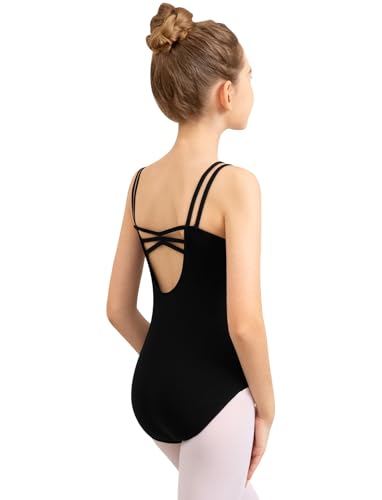 Consejos para Comprar Ropa de Gimnasia - solo los mejores. 49 DANSHOW - Maillot de baile para niñas para bailar de ballet, cuello en V, Negro -, 8-10 Años