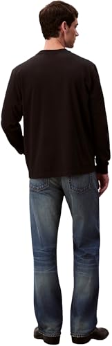 Calvin Klein Ls Easy Monogram Tee LV04RD247G Tee Da Uomo, Nero (Nero), M, Nero (Nero), M - 2