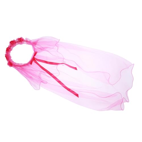 Rexcp The First Communion Veil,Lace Wedding Dress with Two Layers of Perfect Accessories for The Sacred Ceremony(Rose Red 1).