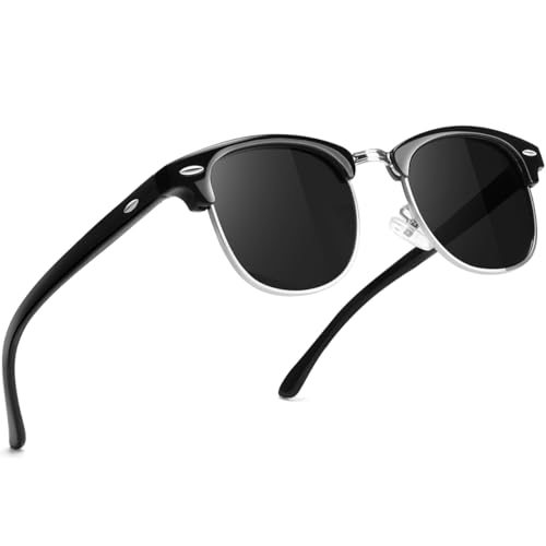 SEKKAF Lentes de sol polarizados para niños y niñas, retro, con montura sin montura y protección UV