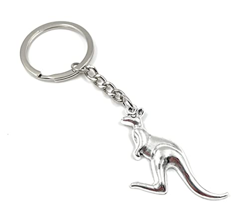 Onwomania Kangourou Australie Animal Porte-clés Porte-clés En Métal Argenté