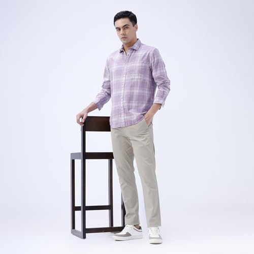 Image of BASICS 100% Cotton Checked Shirt for Men | Slim Fit | Everyday Smart Casual Wear | Full Sleeve