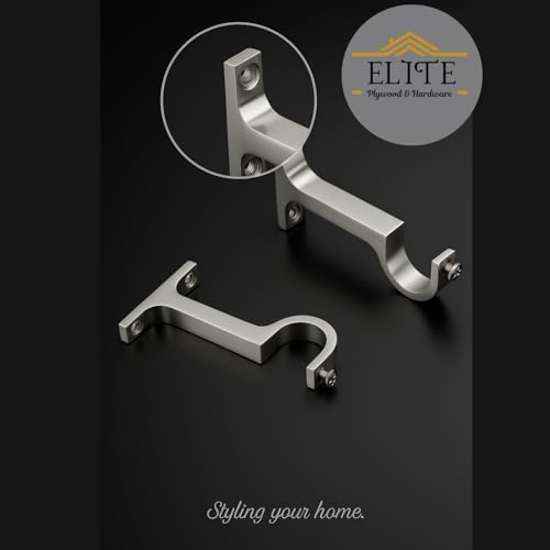 Image of Elite Aluminum Curtain Rod Brackets - Heavy-Duty Wall Mount Clamps for Curtain Rod Support for Door and Window Curtain Rods with Screw and Wall Plug - Pack of 2PCS (Silver)