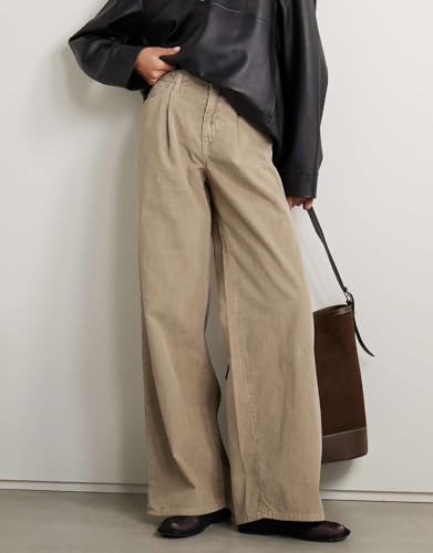 Women's High Waisted Wide Leg Corduroy Pants Vintage Loose Comfy Trousers with Pockets2