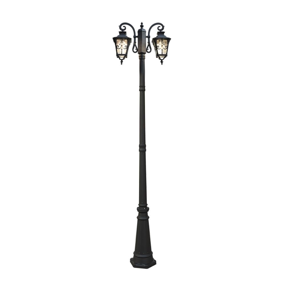 GTHTUHFD 2-Lights Black Pole Lighting, Exterior Post Lamp, European Street Light For Yard Garden Gates Walkway Path Decoration,H:90.6inch/230cm