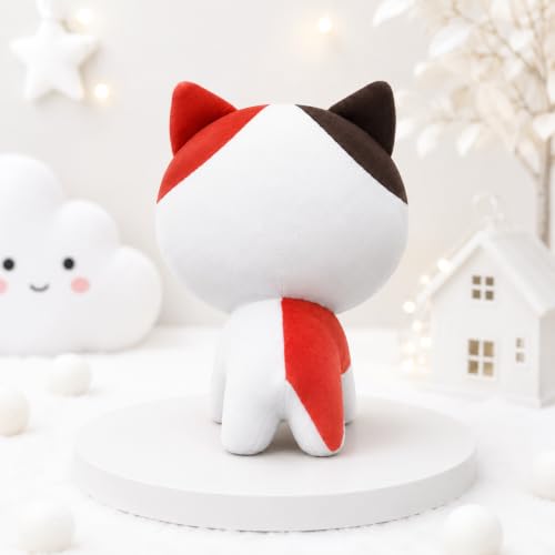 Image of Goldenhub Ball Cat Soft Toy - 25 CM | Multicolor Plush Cat in White & Orange | Round Stuffed Animal Toy for Kids | Cute & Soft Cat Toy Pillow Cushion