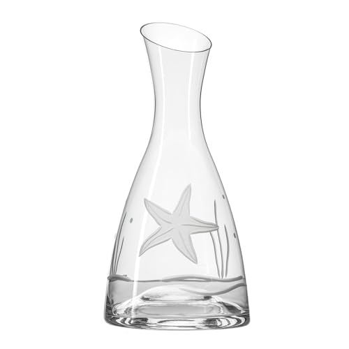Rolf Glass Starfish 37.25oz Wine Carafe | Lead-Free Diamond-Engraved Glass | Elegant Wine Decanter For Any Occasion