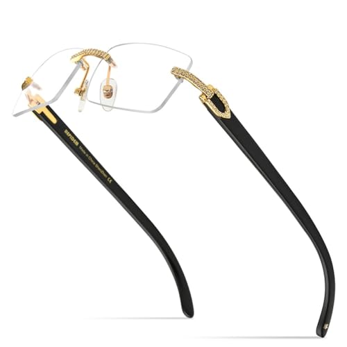 Lunettes sans monture de luxe avec diamants pour un style haute couture élégant