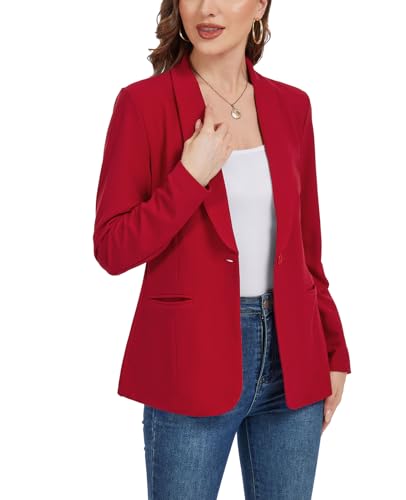 MINTLIMIT Womens Blazers Long Sleeve Button Front Blazer Casual Work Office Suit Jacket with Pockets and Padded Shoulder2